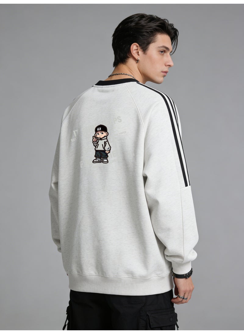 retro cartoon oversized t-shirt | striped pullover, suitable for street wear and daily leisure. - Image 4